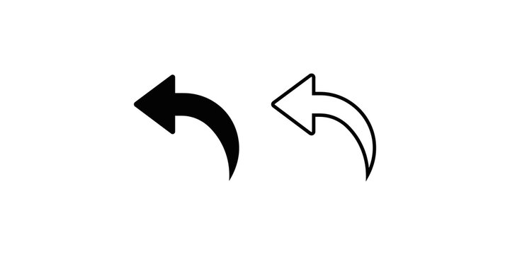 Reply arrow back icons in solid and line style over checkerboard bg.