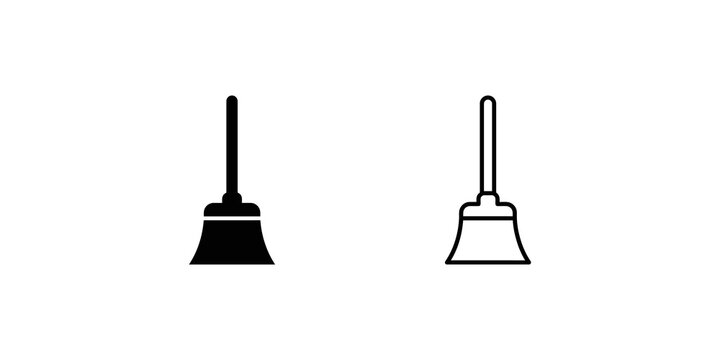 Cleaning broom line and glyph icons for household services design.