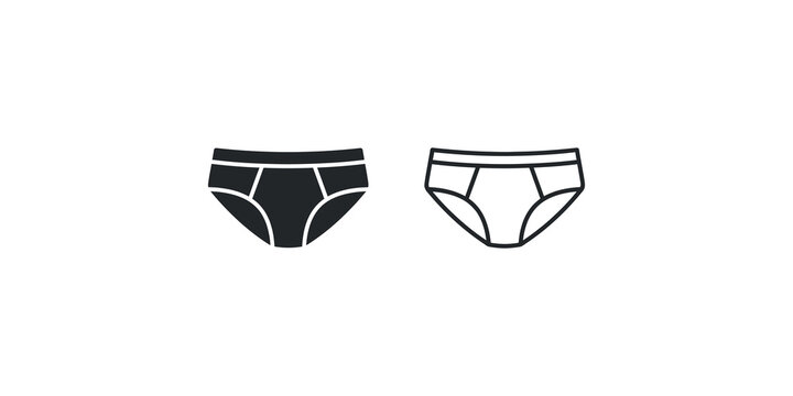 Underwear briefs line and glyph icons for clothing e-commerce site.