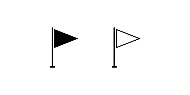 Flag pole icons in solid and line art for marking destination points.