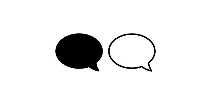 Oval conversation cloud icons with black fill and linear stroke path.