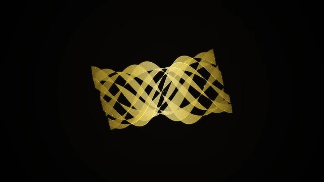 Abstract golden ribbon swirling and shimmering on black background, elegant motion graphics, luxury, celebration, award design element