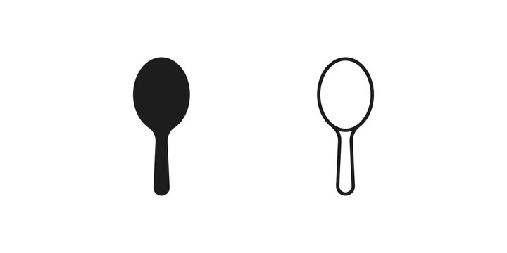 Hand mirror black solid and outline vector icons for beauty salon graphics.