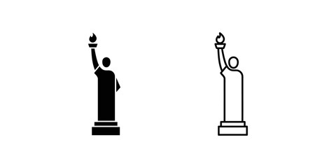 Neoclassical monument statue silhouette and stroke outline graphics. © 扁平化图标 