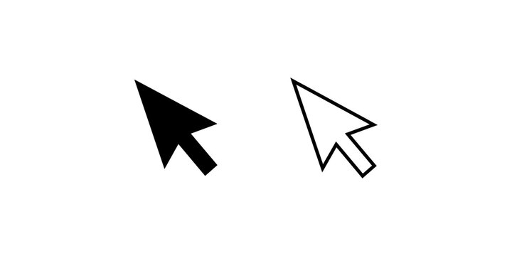 Computer arrow pointer cursor black outline icons digital navigation set.
