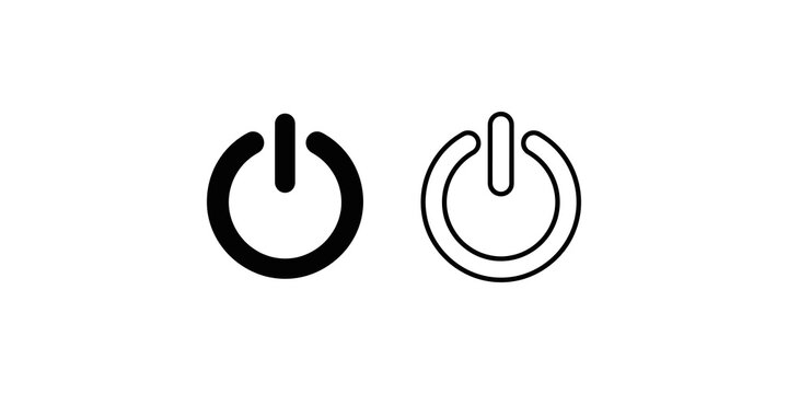 Black power button vector icons isolated on a transparent background.