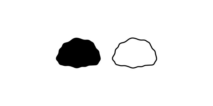 Abstract organic rock shape icon in solid and outline black graphics.
