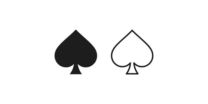Black and outline playing card spade icon on transparent background.
