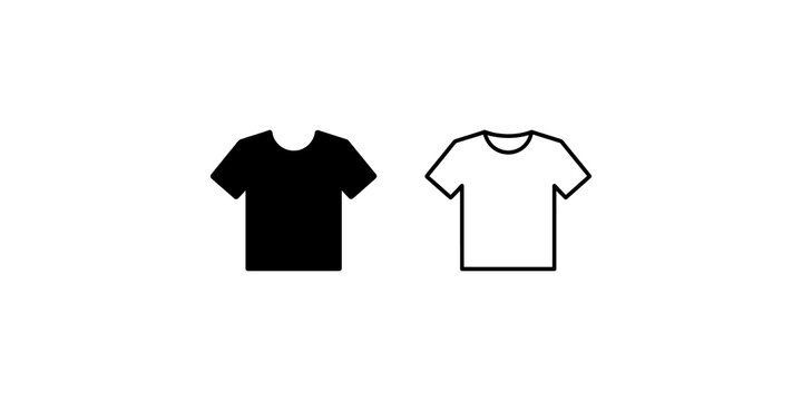 Minimalist black and white tshirt vector icons for casual fashion wear.