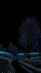 Obraz premium snow covered trees at night