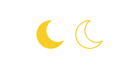Moon crescent shape illustration featuring solid yellow and linear style. © 扁平化图标 