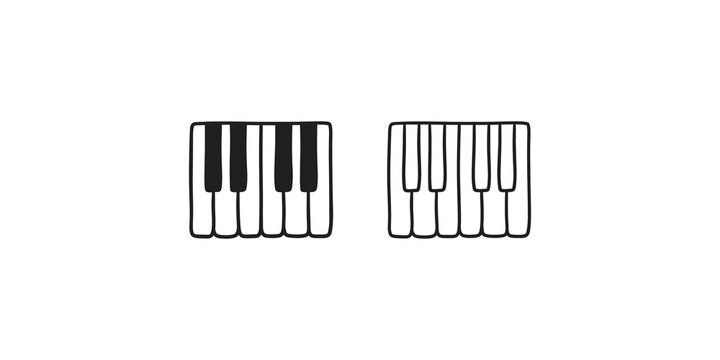 Piano keyboard musical keys icons for studio and performance themes.