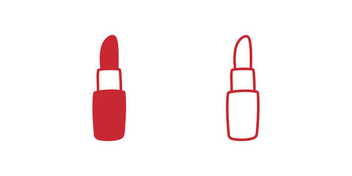 Red lipstick tube container for cosmetic beauty and makeup fashion styling.