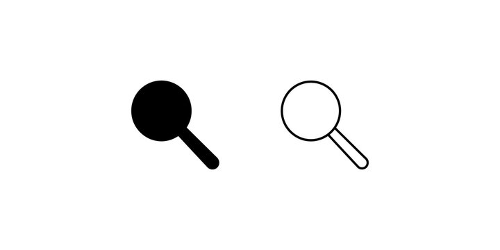 Minimalist magnifying glass pair showing filled and thin line design.