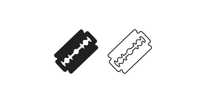 Black solid and outline razor blades for grooming and hygiene graphics.
