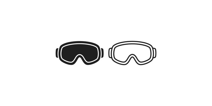 Winter sports goggles icon set for skiing and snowboarding equipment.