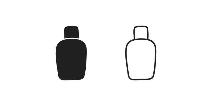 Water flask bottle canteen outline and filled graphic vector templates.