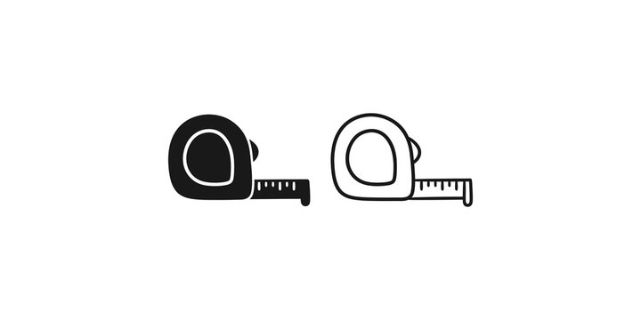 Tape measure icon black solid and line style for construction site plans.
