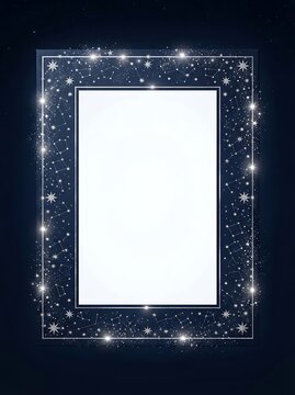 Starry night celestial frame with constellations and sparkling lights for invitations and greetings.