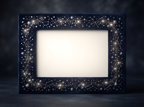 Velvet picture frame decorated with constellations and twinkling stars for cherished memories.