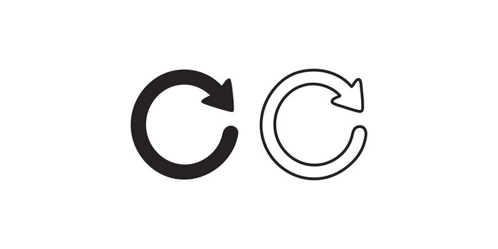 Refresh arrow vector icons in solid and outline styles for interfaces.