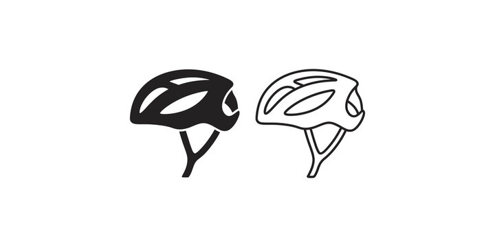 A pair of cyclist bicycle helmet icon isolated on transparency grid background.