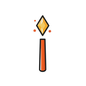 Stylized magic wand icon with diamond flame