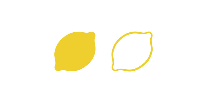 Yellow lemon fruit with outline icon vector design for health food.