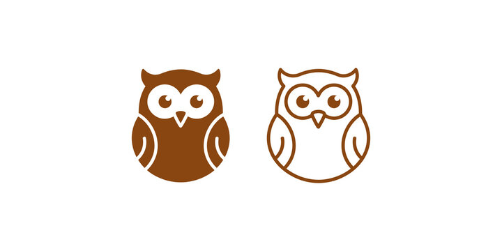 Owl bird vector illustration set in brown for animal themed projects.