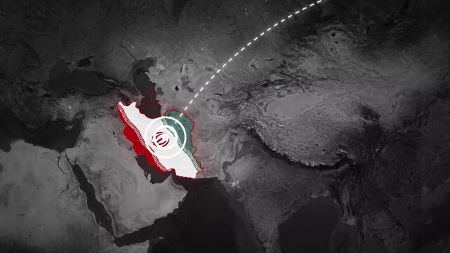 Iran Map Air Strike Radar Target Warning Missile Attack Animation