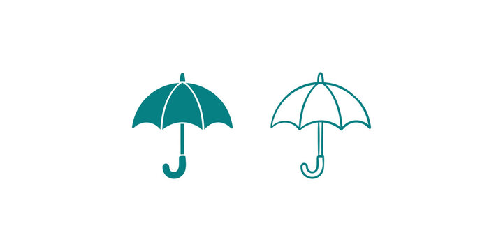Umbrella rain protection icon teal filled and stroke style for weather.