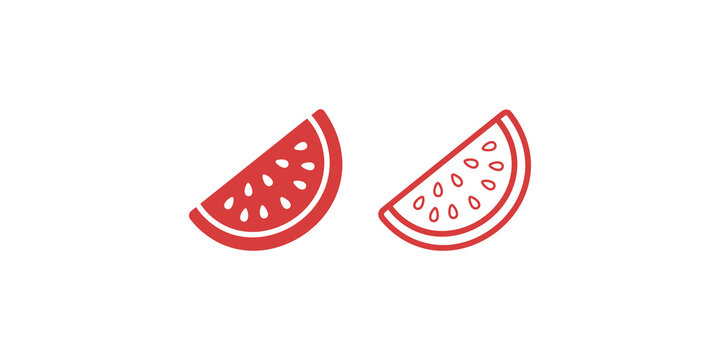 Watermelon slices in solid and linear vector designs for fruit snack theme.