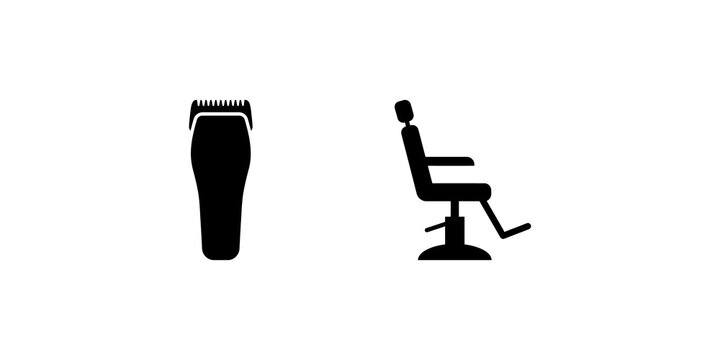 Hair clipper and barber chair symbolizing salon equipment.