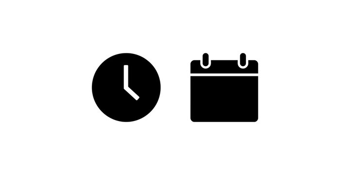 Analog clock face and daily calendar agenda icons for time management.