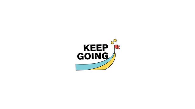 Animated Keep Going Motivational Phrase with Goal Flag and Stars
