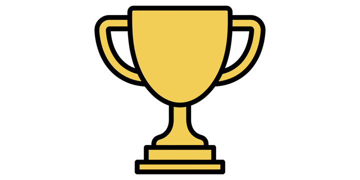 Golden trophy cup icon champion reward flat vector design illustration.