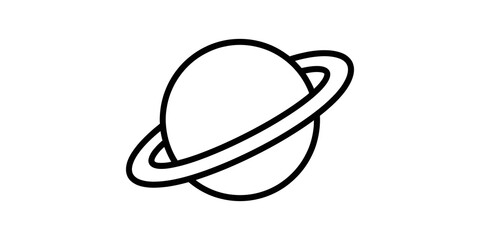 Saturn planet with rings outline graphic for space and astronomy studies. © 扁平化图标 