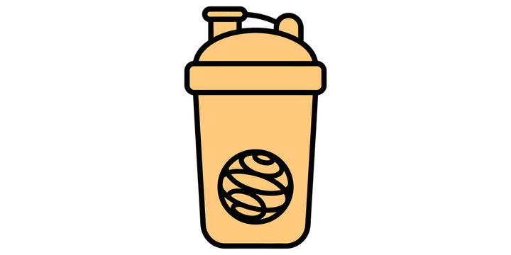 Protein shaker bottle flat vector icon for fitness nutrition supplement.