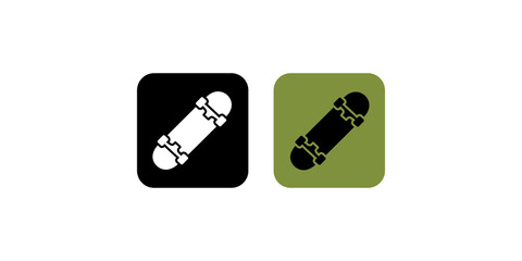 Skateboard flat icon collection in black and green color variations. © 扁平化图标 