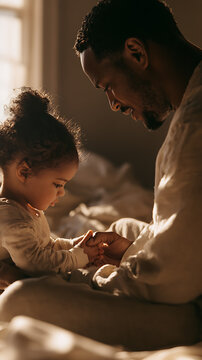 Tender moment between newborn baby and parents, symbolizing unconditional love, family connection, protection, and precious memories.
