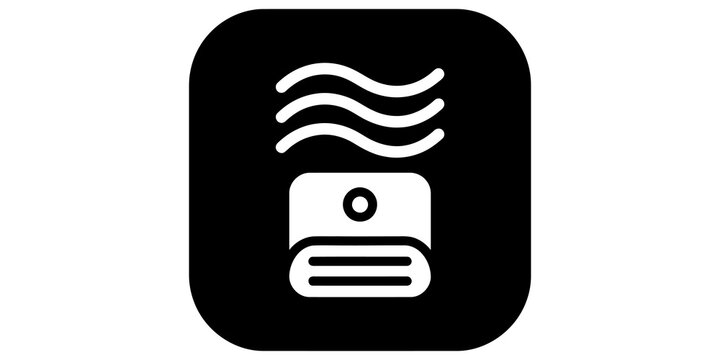 Air quality sensor icon with wave lines for ventilation and climate.