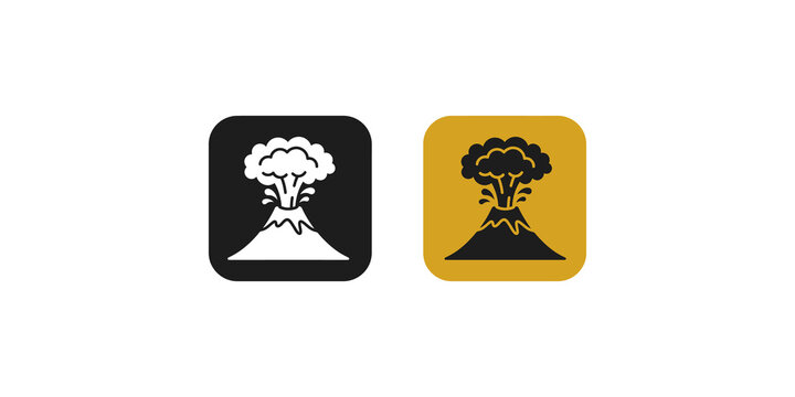 Volcanic eruption icons set dark yellow vector elements for web design.