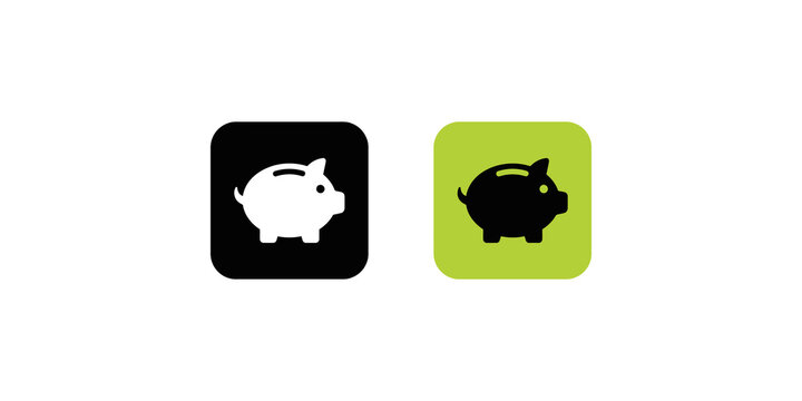 Piggy bank savings icon set for financial banking app interface button.