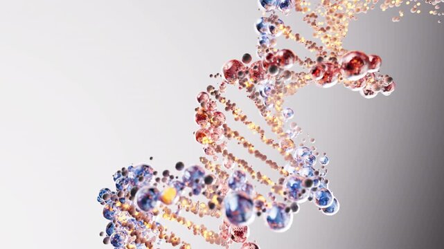 DNA Double Helix Self-Assembly Particle Animation Loop