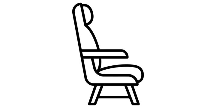 Ergonomic airline seat vector outline for comfortable aviation seating plans.