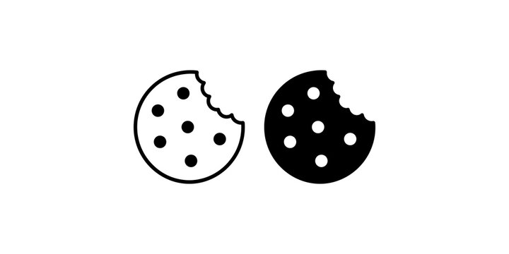 Chocolate chip cookie with bite mark for food snack menu design assets.