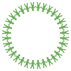 Paper Chain People Circle Inward Facing Vector｜切り紙ピープル 内向き手繋ぎ円環フレームベクター素材 © tonami