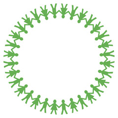 Paper Chain People Circle Inward Facing Vector｜切り紙人形 内向き男女手繋ぎ円環フレームベクター素材 © tonami