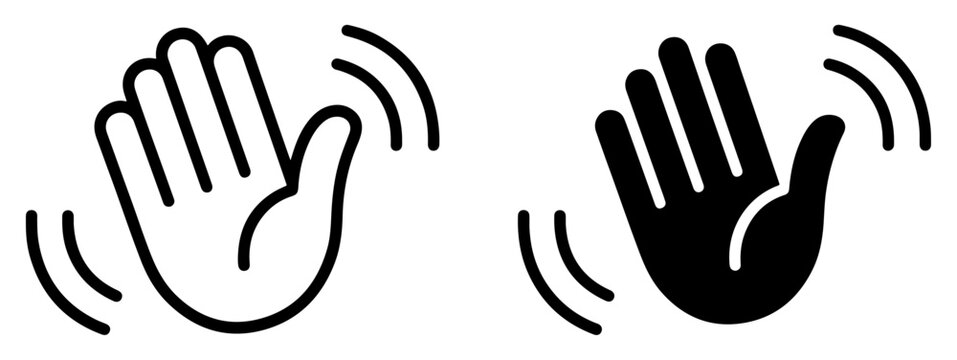 waving hand hello greeting icon