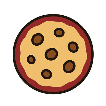 Stylized cookie with chocolate chips isolated